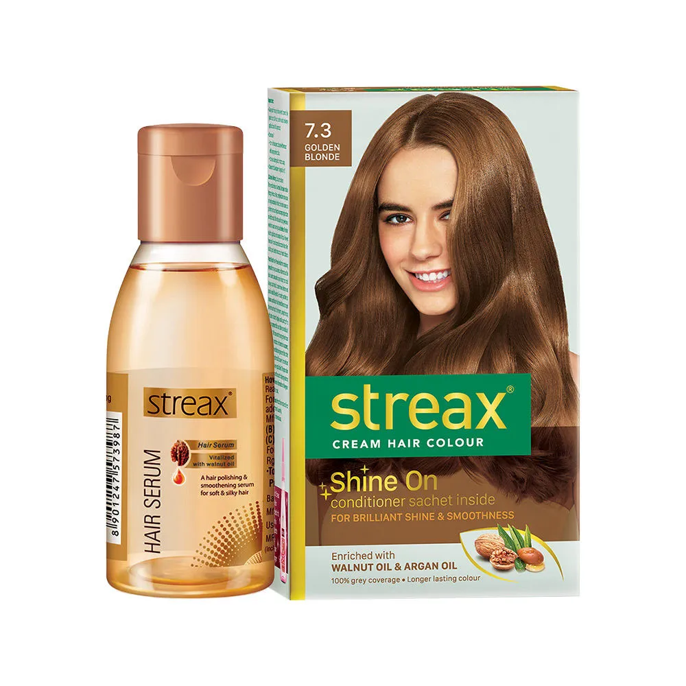 Streax Hair Colour - Golden Blonde + Hair Serum