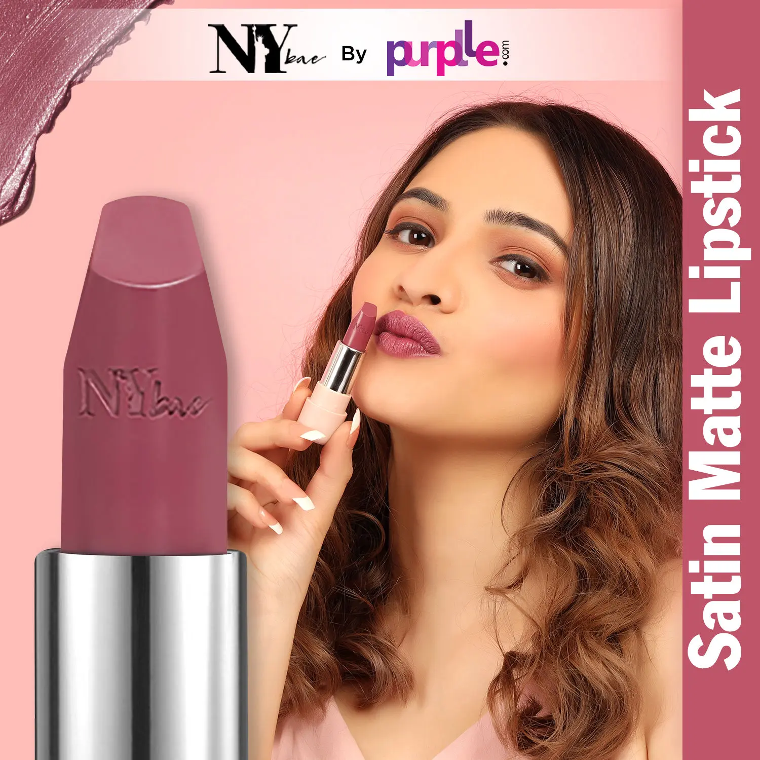 NY Bae Satin Matte Lipstick - Mega Mauve 10 (4.2 g) | Mauve | Silky Smooth Texture | High Shine | Weightless | With Vitamin A & E