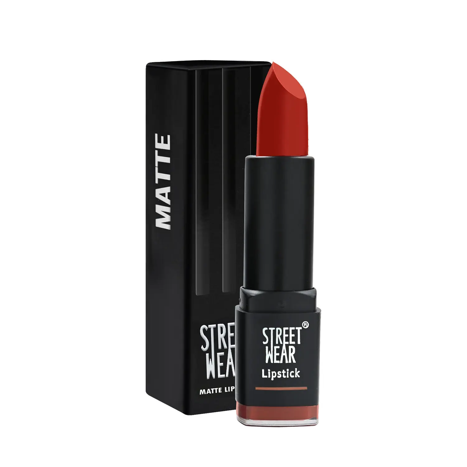 STREET WEAR® Matte Lipstick -CANDID CORAL (Orange) - 4.2 gms -Longwear, Velvety texture, Fade-resistant, High Color payoff, Lightweight Matte Lipstick, Plant-based Canuuba wax, Paraben-free