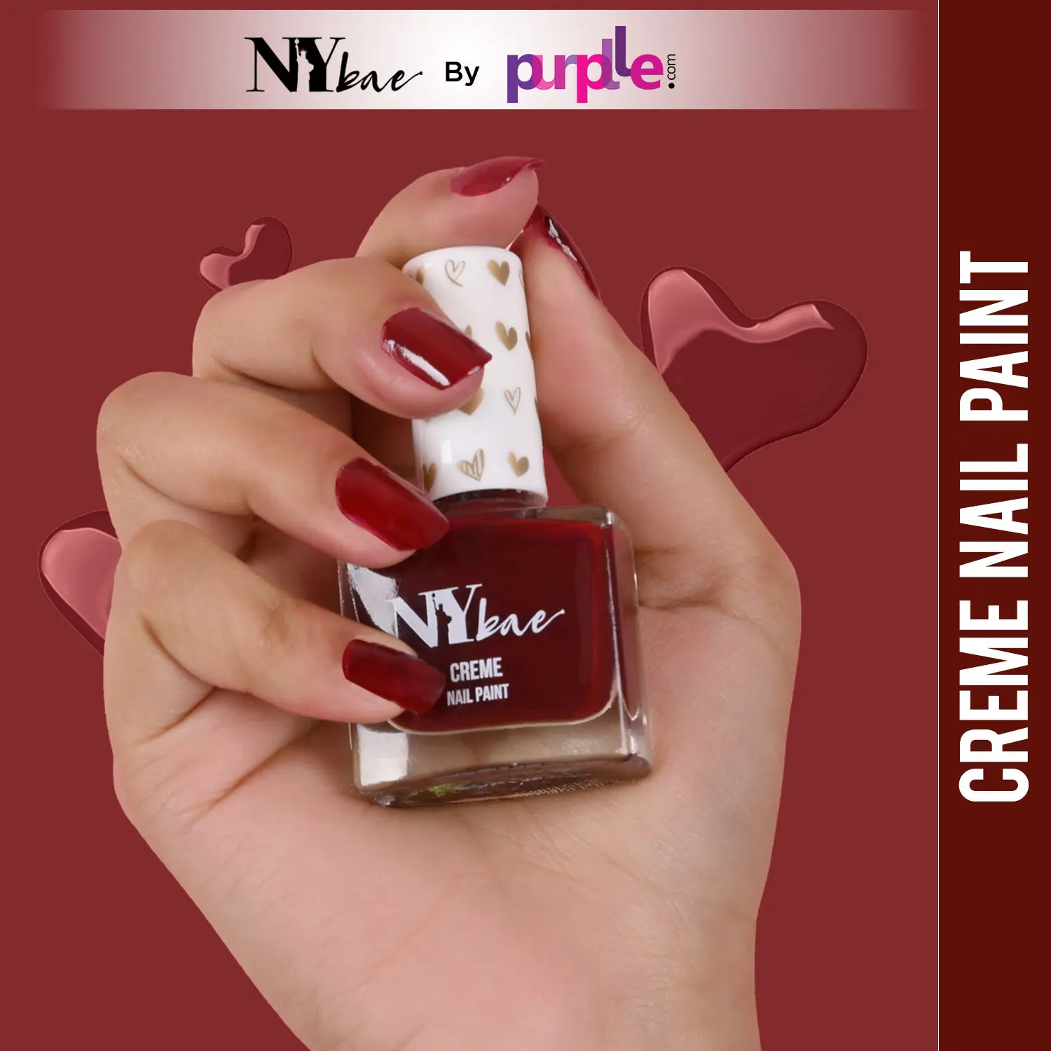 NY Bae Creme Nail Paint - Sangria Red 30 (10 ml) | Red | Rich Pigment | Chip-proof | Full Coverage | Travel Friendly | Vegan