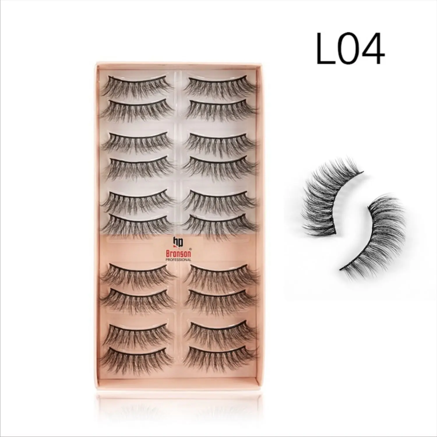 Bronson Professional Eyelash set 3D false long and natural eye makeup 10 pairs No. 4