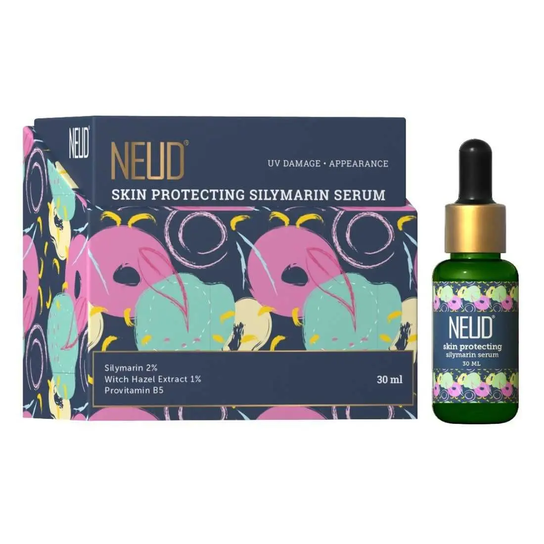 NEUD Skin Protecting Silymarin Serum With Witch Hazel, Provitamin B5 and Aquaxyl - 1 Pack (30ml)