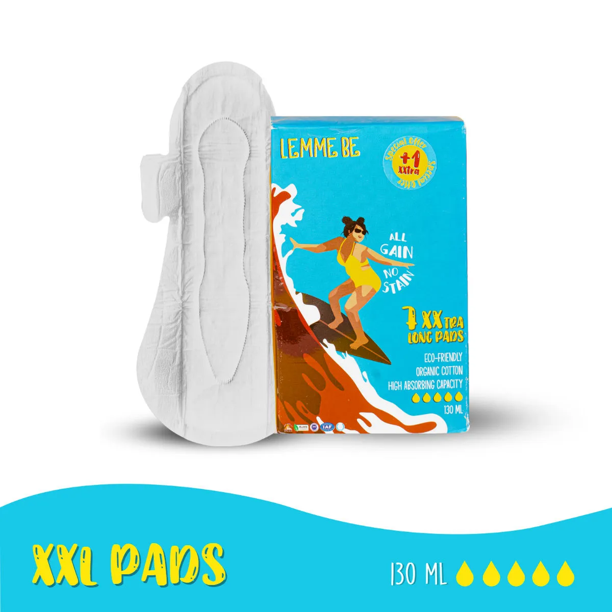 Lemme Be XXl Sanitary Pads Rash Free Sanitary Pads 100% Organic Biodegradable Pads