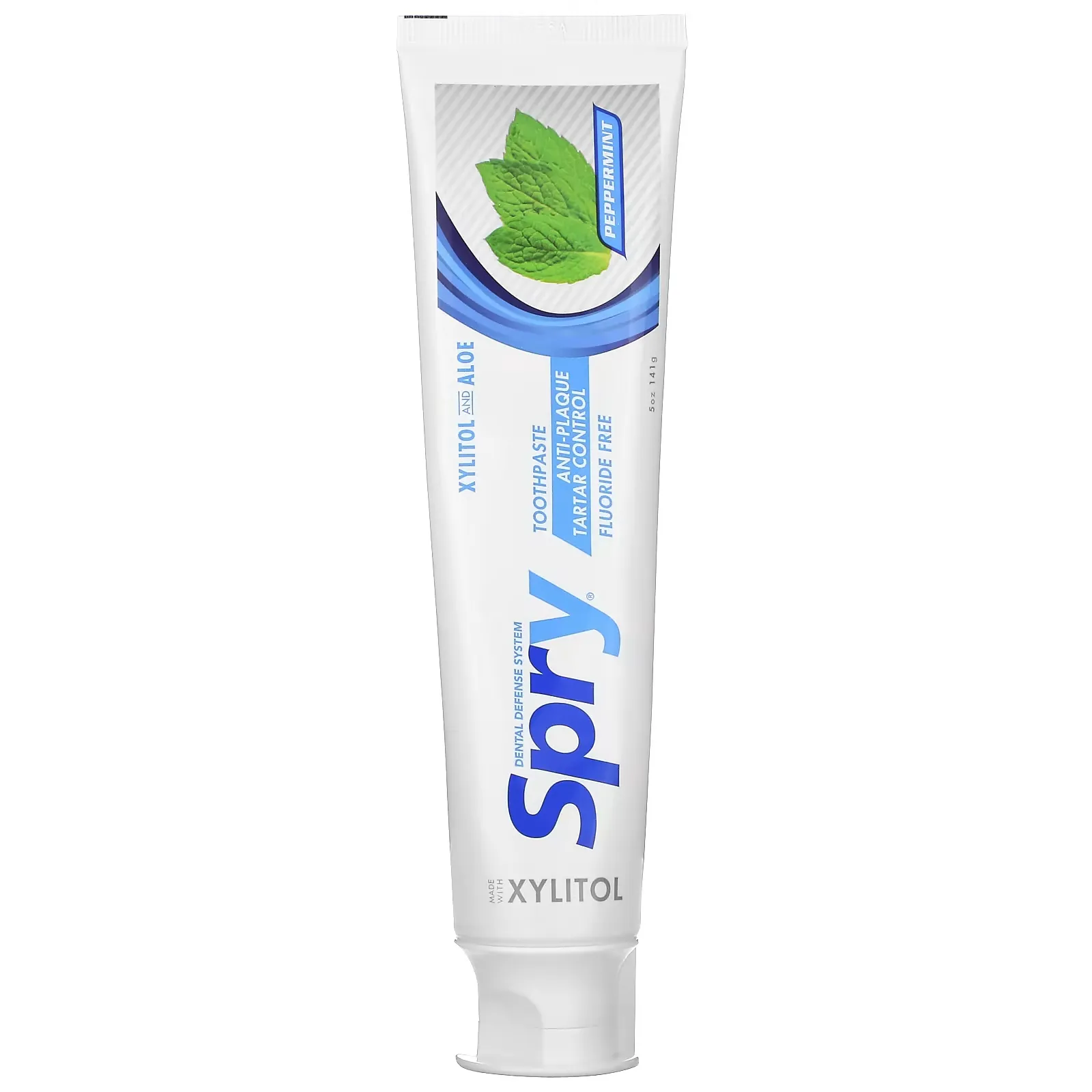 Spry Toothpaste, Anti-Plaque Tartar Control, Fluoride Free, Peppermint, 5 oz (141 g)