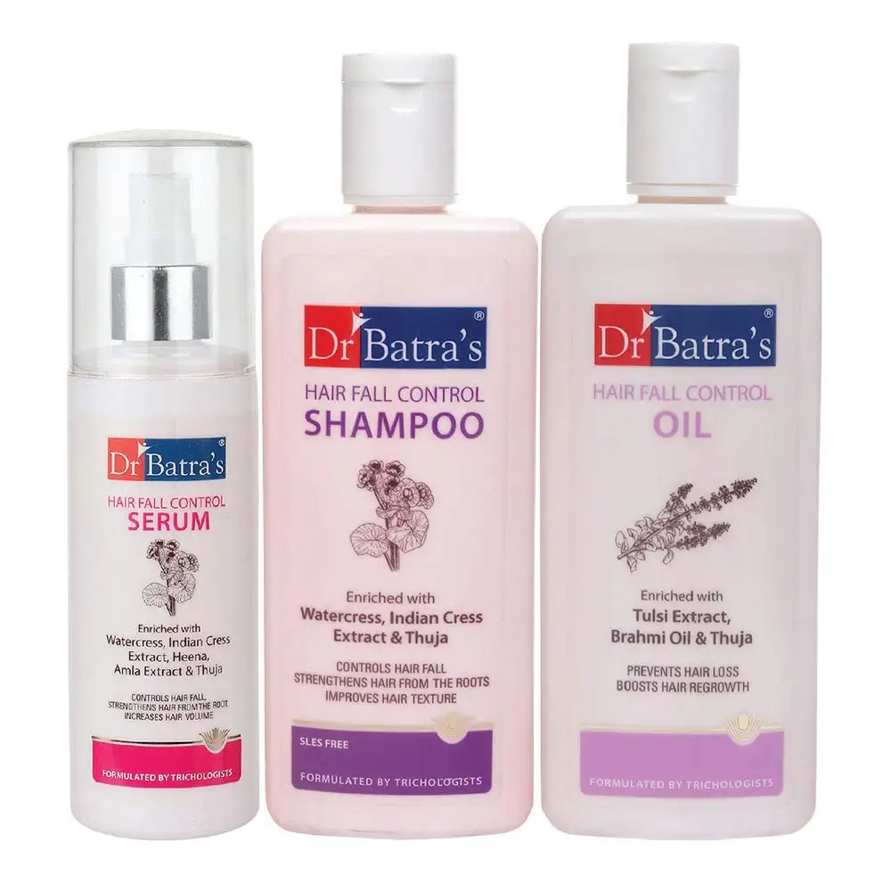 Dr Batra's Hair Fall Control Serum -125 ml, Shampoo- 200 ml & Hair Fall Control Oil- 200 ml Combo,  3 Piece(s)/Pack  Hair Fall Control