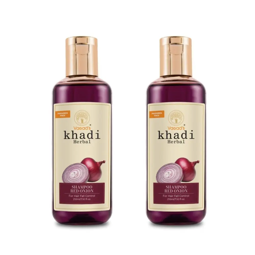 Vagad's Khadi Red Onion Shampoo 210ml | Anti-Hair fall | Parabens free | Silicon Free