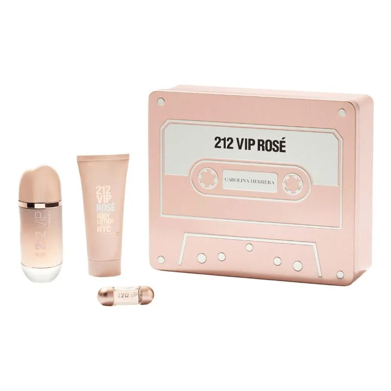 Carolina Herrera 212 Vip Rose Eau De Parfum With Body Lotion And Miniature