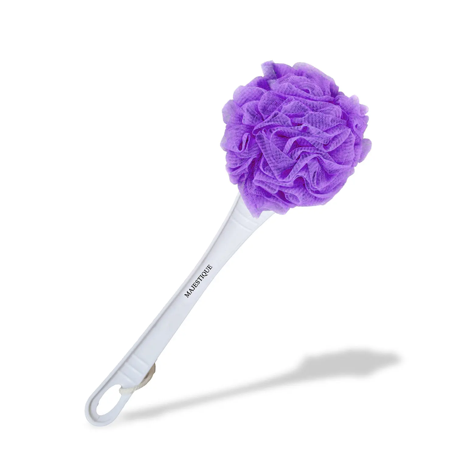 Majestique Round Long Handle Loofah for Back Scrubber - Soft Nylon Mesh Sponge - Color May Vary