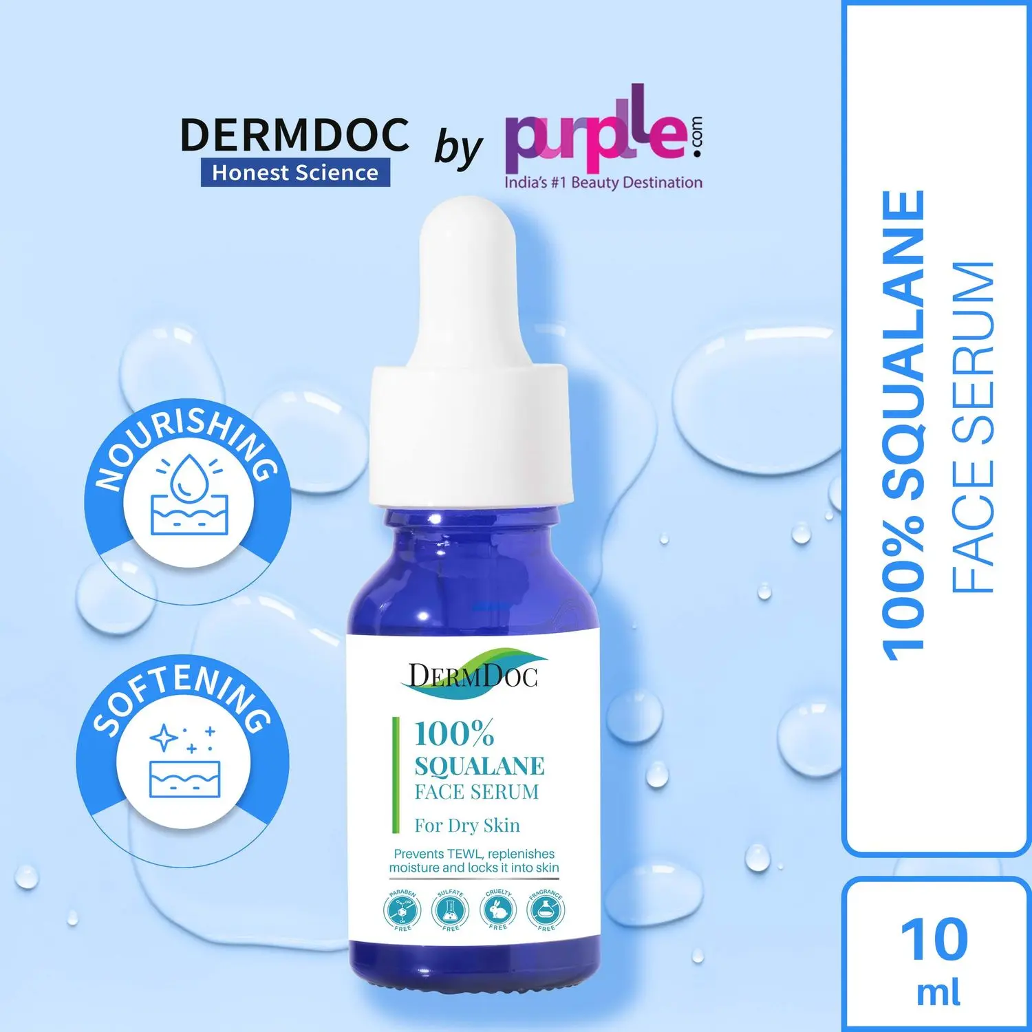 DermDoc by Purplle 100% Pure Squalane Oil based Face Serum (10ml)