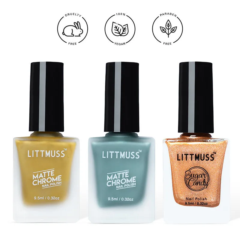 Littmuss Dream Girl - Matte Chrome & Sugar Candy Nail Polish Combo