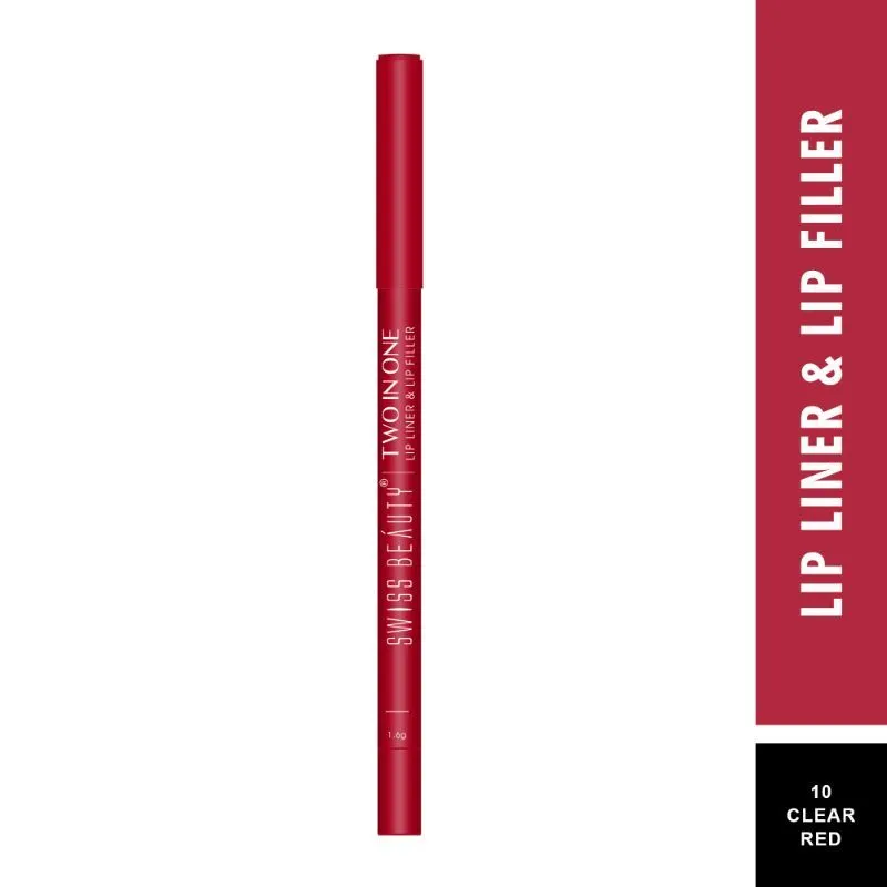 Swiss Beauty Two In One Lip Liner & Lip Filler - Clear Red