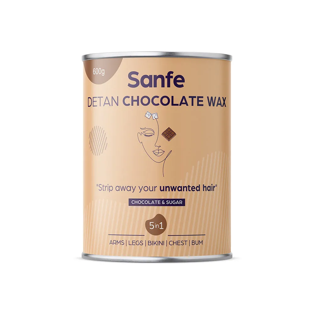 Sanfe Detan Chocolate Wax for Smooth Hair Removal with Chocolate Extracts