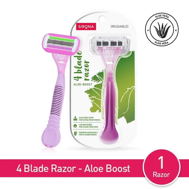 Sirona Reusable 4 Blade Reusable Body Razor with Aloe Boost For Women