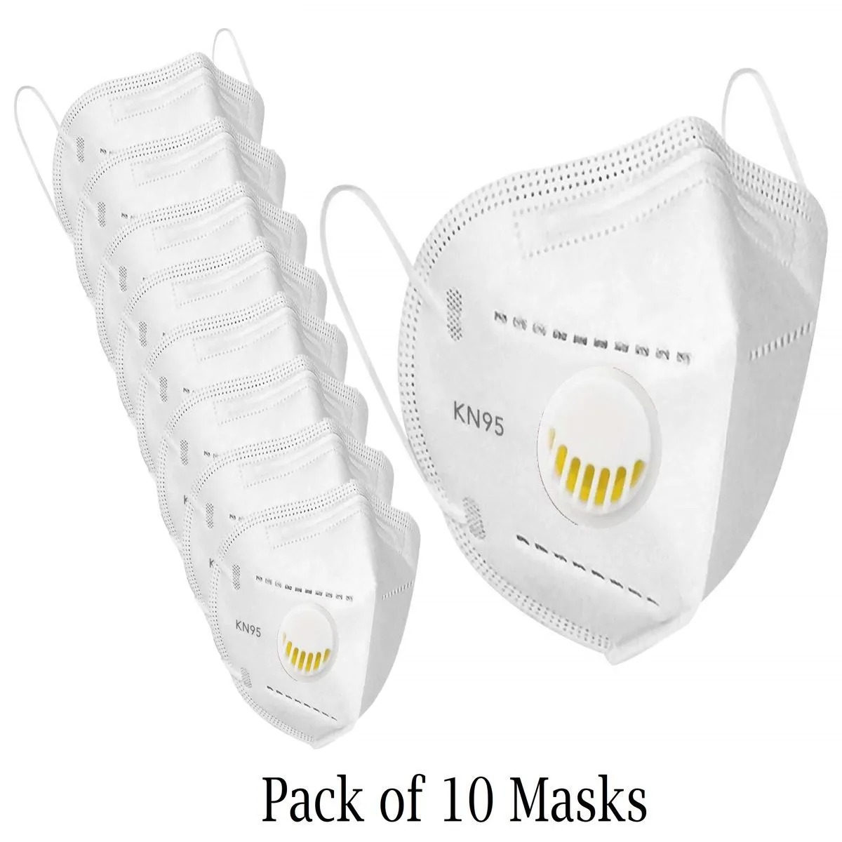 Fabula White KN95 Anti-Pollution Mask with Respirator Valve Pack of 10