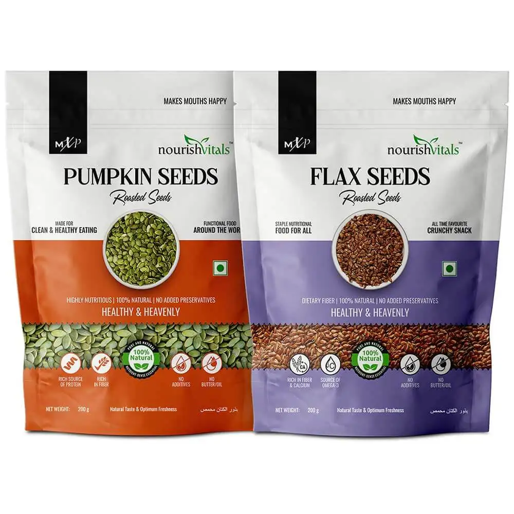 NourishVitals Healthy Munching Combo,  Pumpkin + Flax Roasted Seeds  2 Piece(s)/Pack