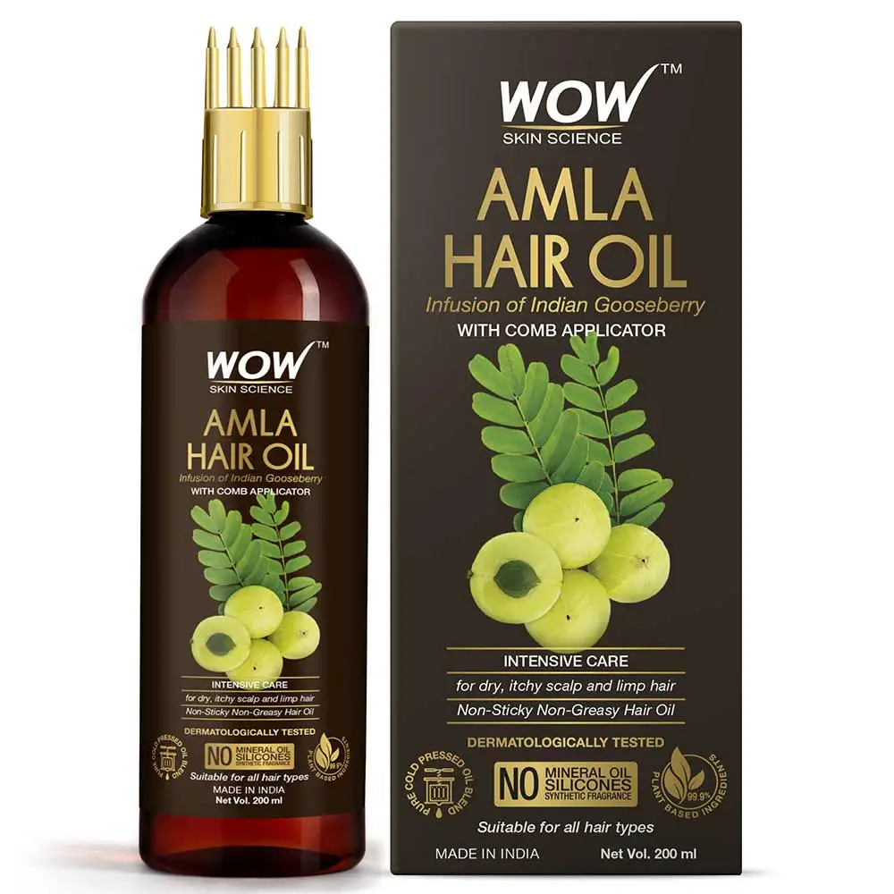 WOW Skin Science Amla Hair Oil,  200 ml  with Comb Applicator