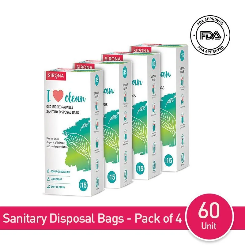 Sirona Sanitary Disposal Bags for Discreet Disposal of Intimate Products (60 Bags)