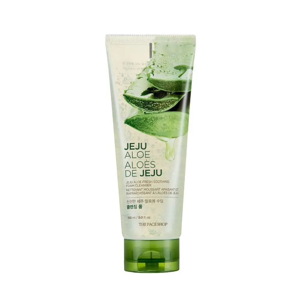 The Face Shop Jeju Aloe Fresh Soothing Foam Cleanser | Gel to Foam cleanser for Skin,Body and Face | Hydrating & cooling cleanser, 150ml