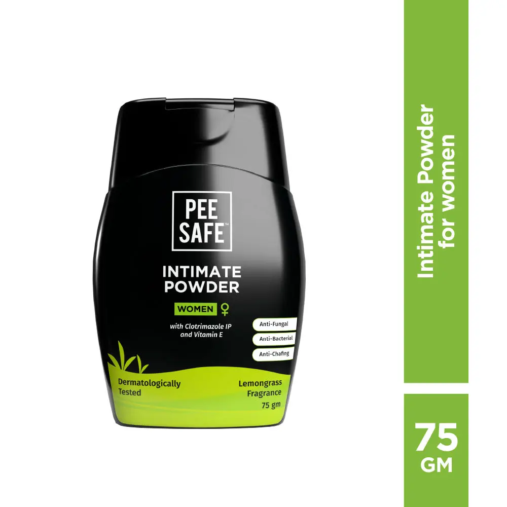 Pee Safe Intimate Powder for Women with Lemongrass Fragrance, Prevents Rashes, Irritation & Fungal Infections (75 g)