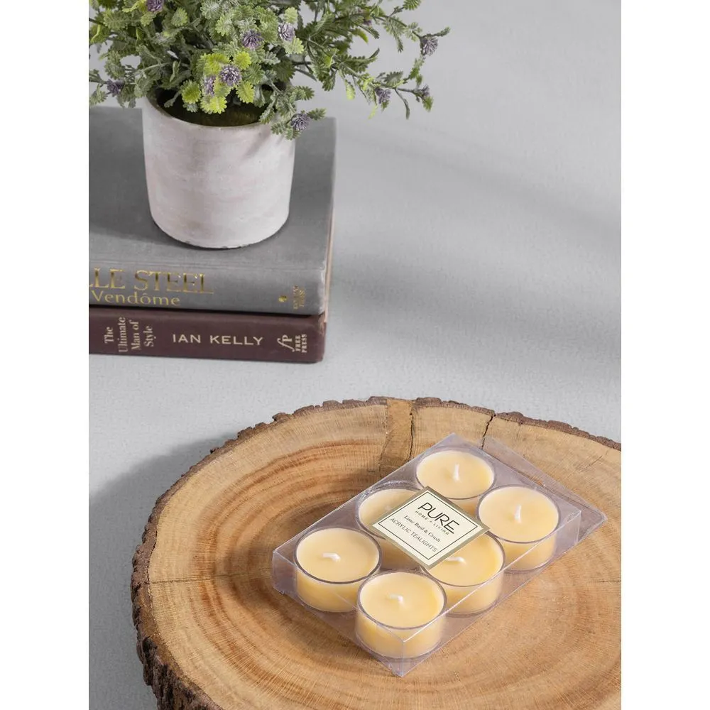 Pure Home + Living Pack of 24 Mustard Lime Basil and Crush Tealight Candles