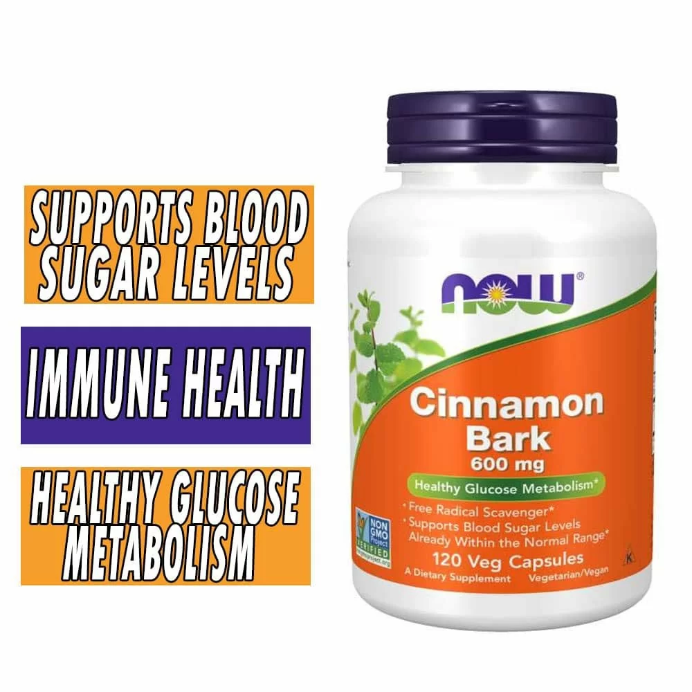 NOW Cinnamon Bark - 600 mg - 120 Veg Capsules