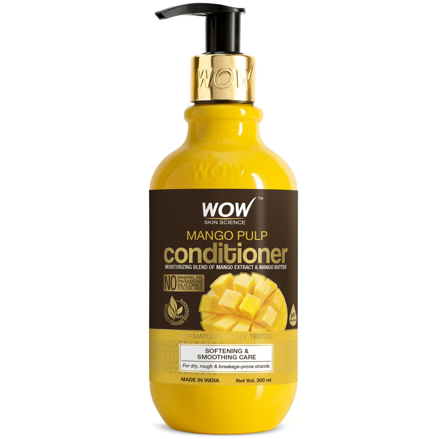 WOW Skin Science Mango Conditioner For Healthy Hair - No Mineral Oil, Parabens, Silicones, Synthetic Color, PEG (300 ml)