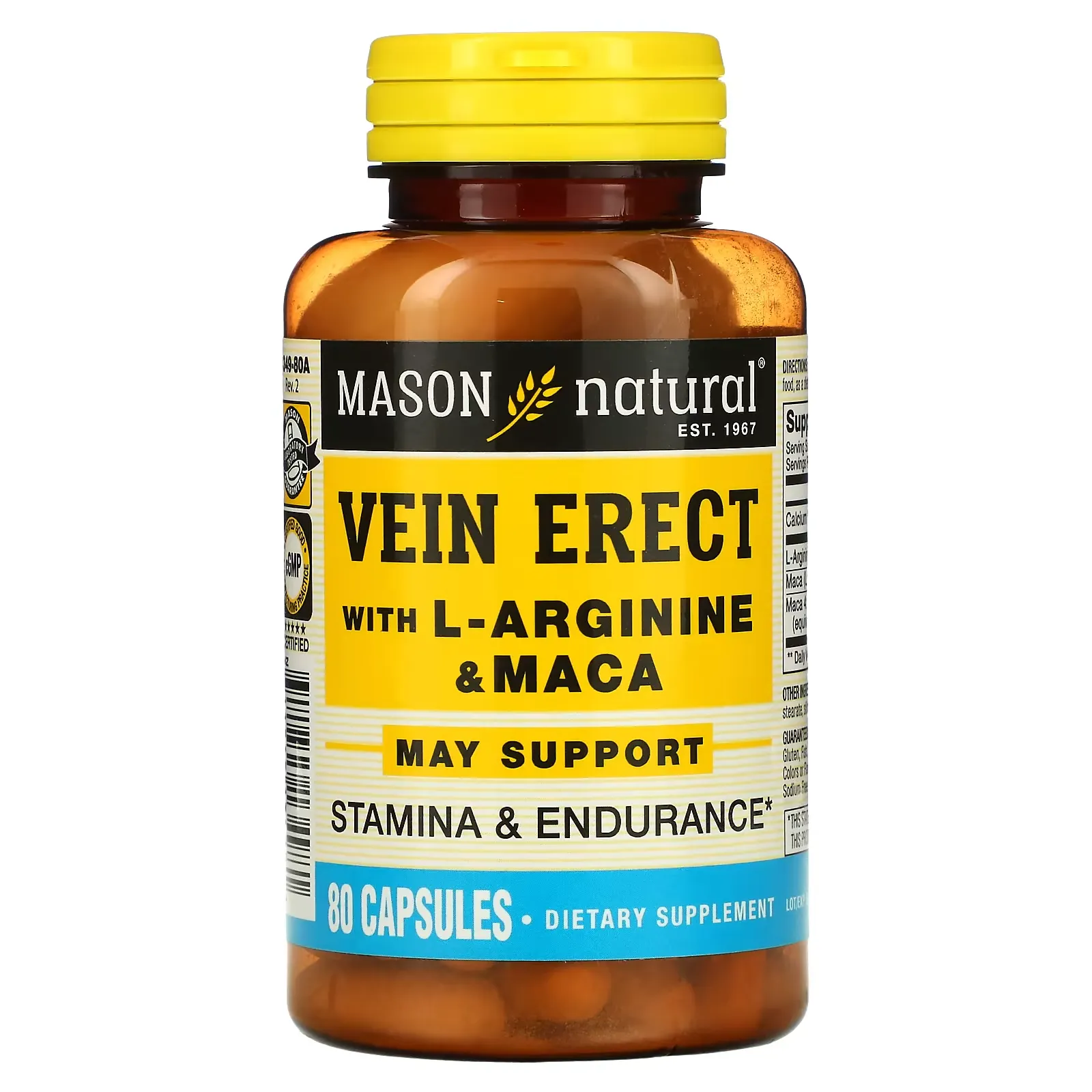 Vein Erect with L-Arginine & Maca, 80 Capsules