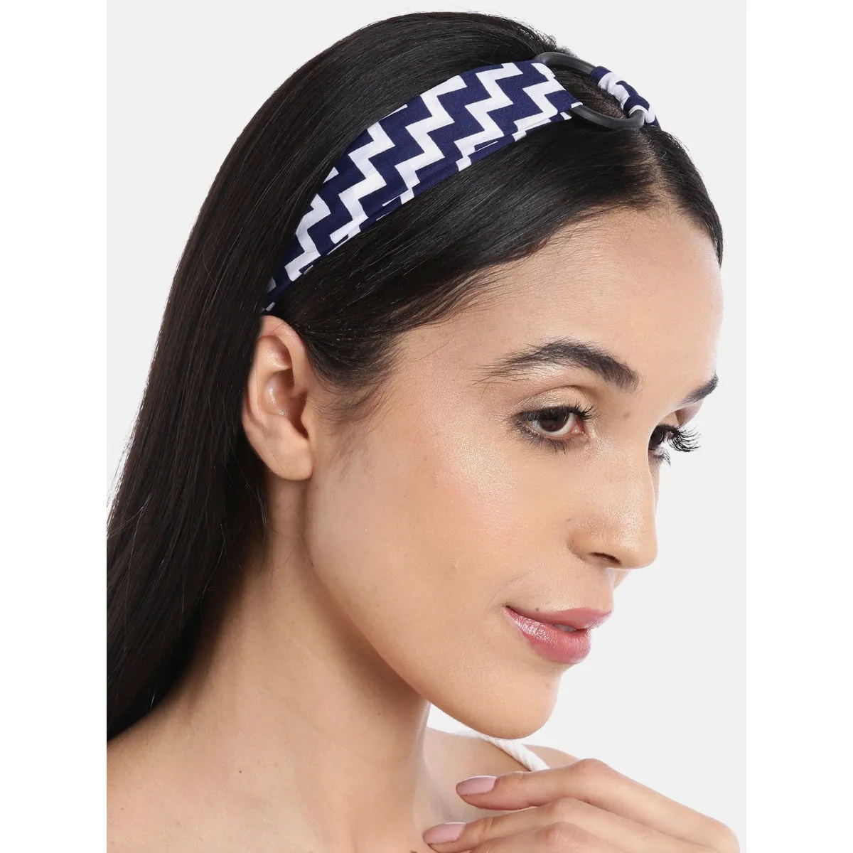 Blueberry Blue & White Printed Hairband