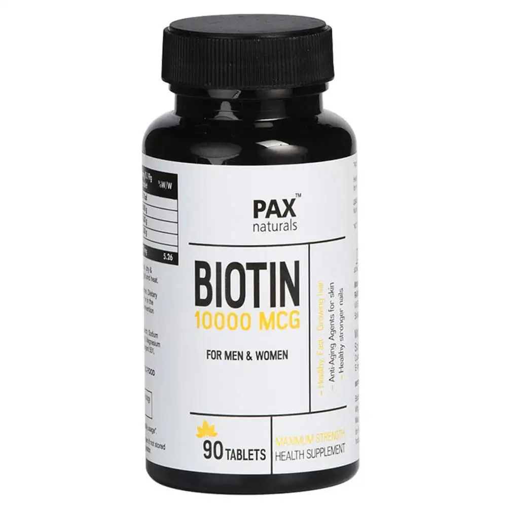 PAX Naturals Biotin 10000 mcg,  90 tablet(s)  Unflavoured