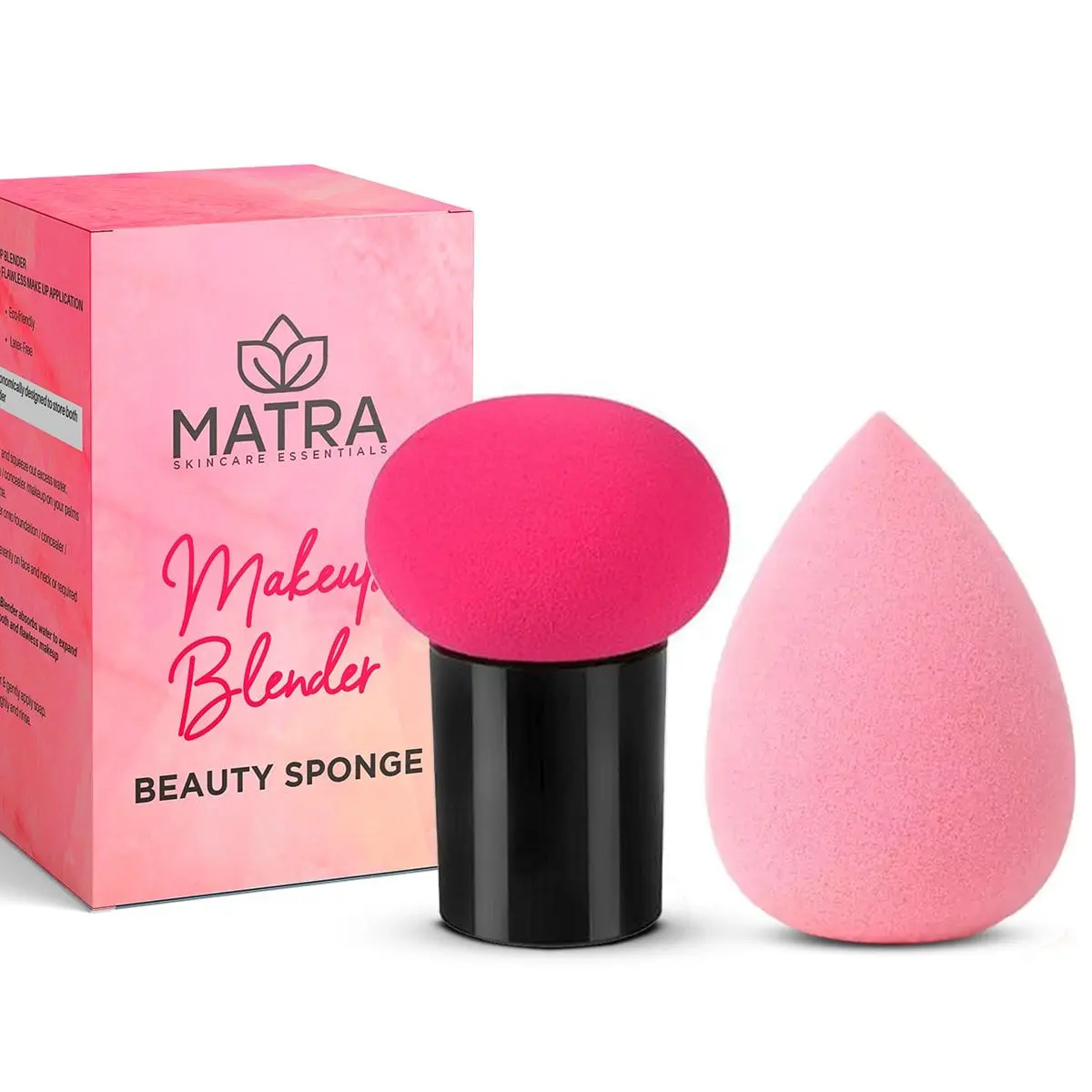 Matra Professional Premium Quality Makeup Beauty Blender Combo Pack | Mushroom Head Sponge & Makeup Puff for flawless Make-up - Latex-free Powder Puff (Random Color & Shape)