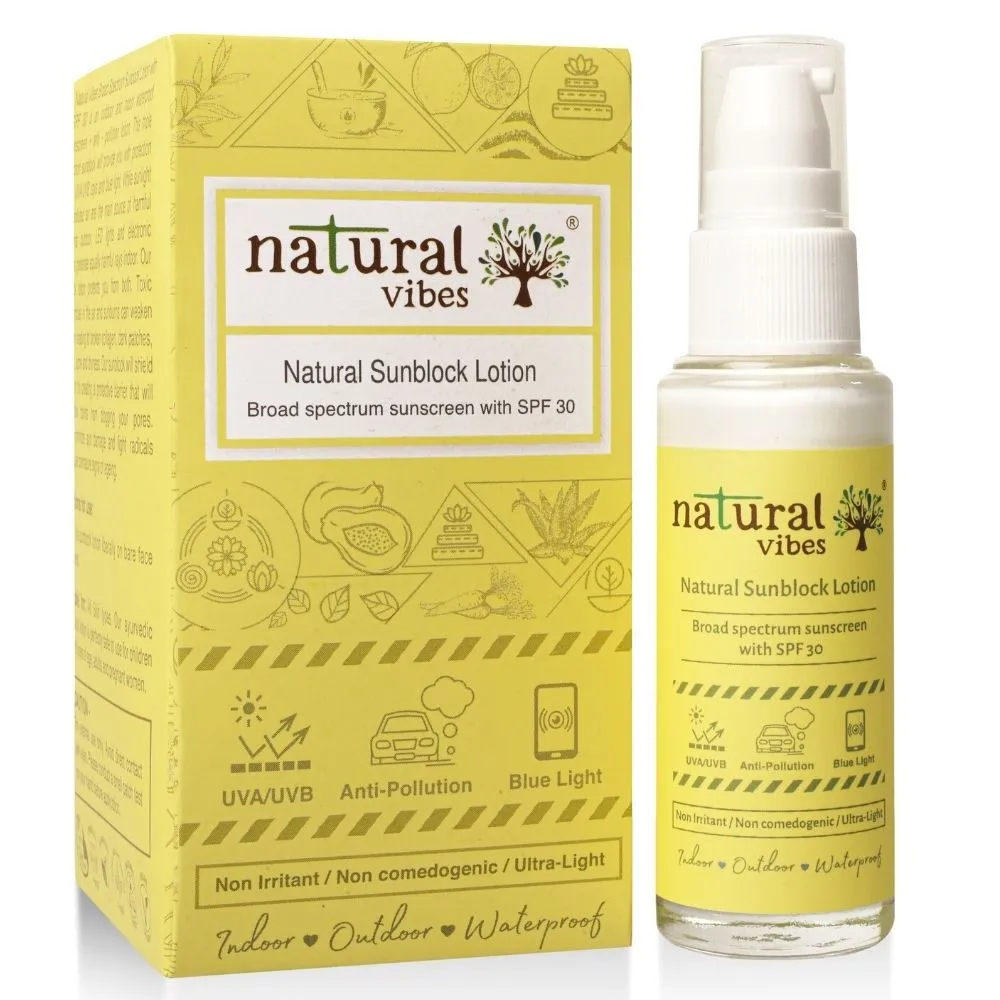 Natural Vibes Sunscreen Lotion with SPF 30 - Indoor Outdoor & Water Resistant