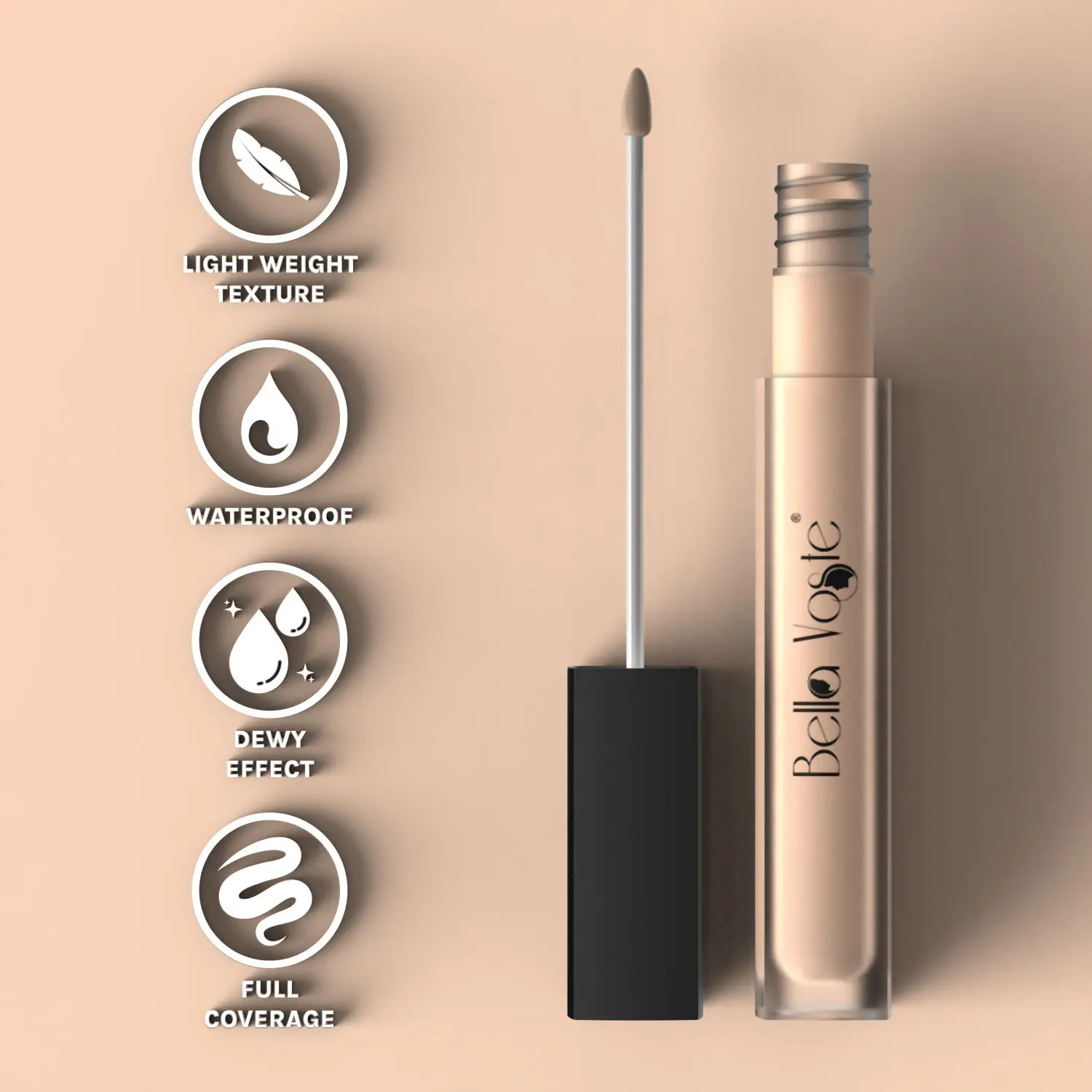 Bella Voste I HI-DEFINITION LIQUID CONCEALER I Light Weight with Full Coverage I Easily Blendable Concealer for face makeup with Matte finish I Water-Proof & Water-Resistant I Cruelty Free I SHADE LC-01