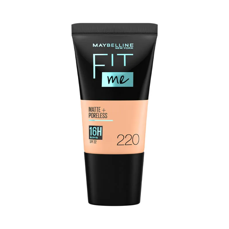 Maybelline New York Fit Me Matte+Poreless Liquid Foundation Tube SPF 22 - 220 Natural Beige With Clay