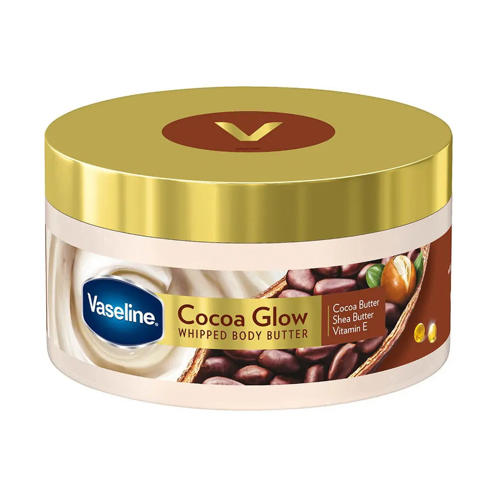 Vaseline Cocoa Glow Whipped Body Butter, 180 g. Cocoa & Shea Butter for Glowing Soft Skin, 180 g