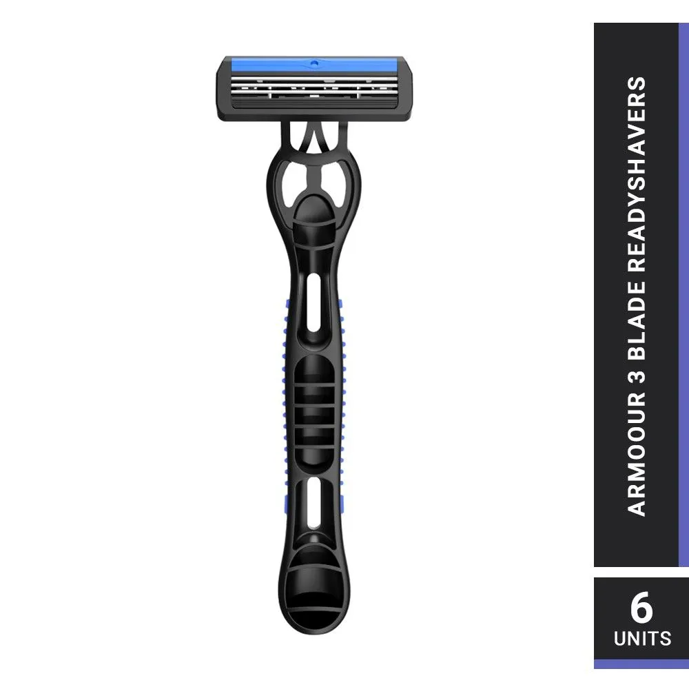 ZLADE Armour III Readyshaver- Triple Blade Disposable Shaving Razor For Men - Pack Of 6