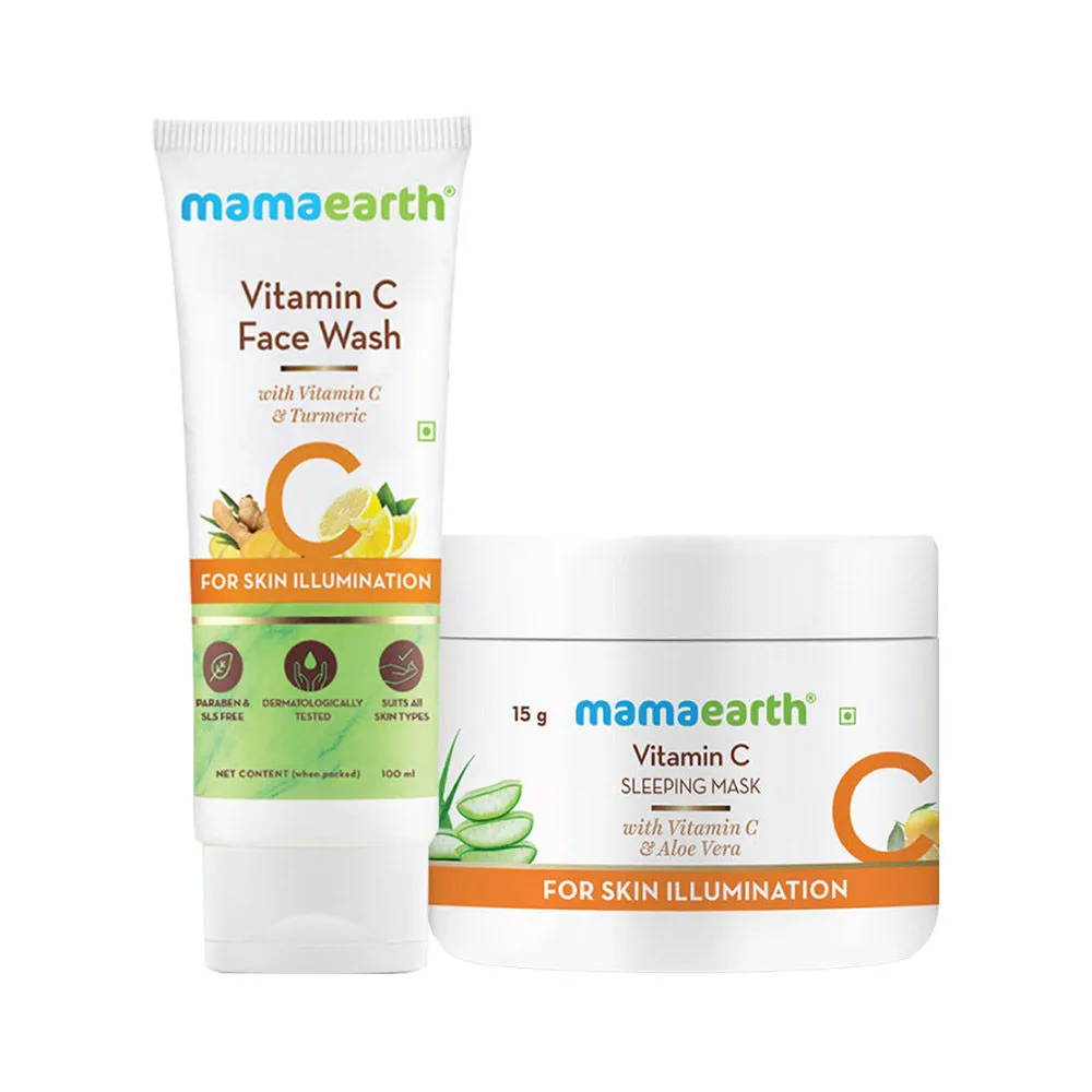 Mamaearth Vitamin C Face Wash With Free Vitamin C Sleeping Mask- Night Cream