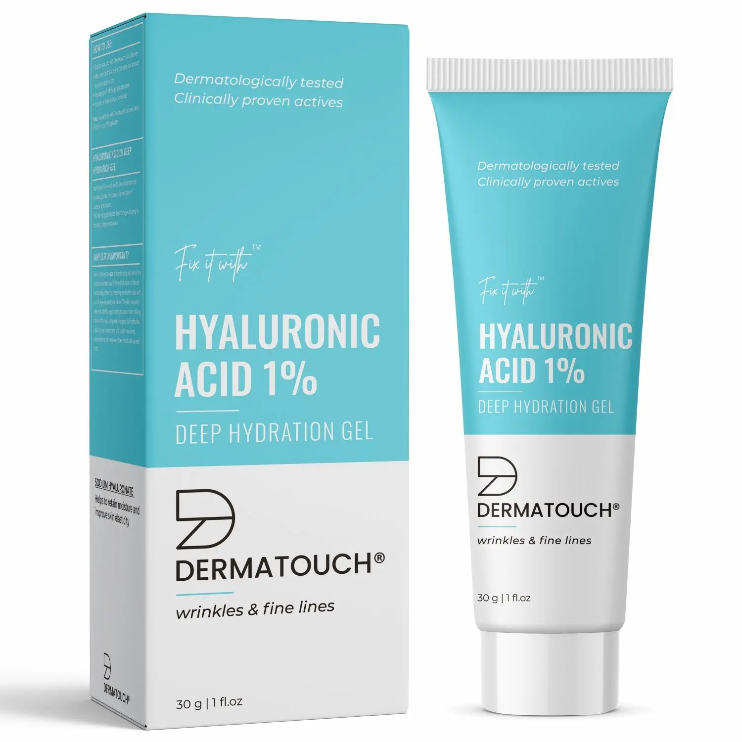 DERMATOUCH Deep Hydration Gel | Reduces Wrinkles & Fine Lines with Hyaluronic Acid 1% - 30G