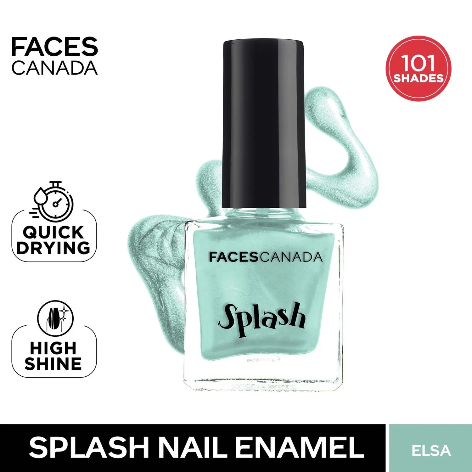 Faces Canada Splash Nail Enamel | Fast Dry | High Shine | Long Lasting | No Chip Formula | No Harmful Chemicals | Shade - Elsa 8ml