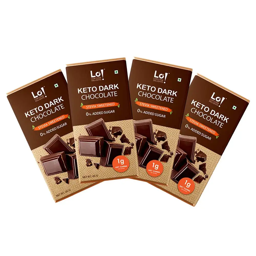 Lo! Foods Dark Keto Chocolates,  4 Piece(s)/Pack  Stevia Sweetened | No Added Sugar