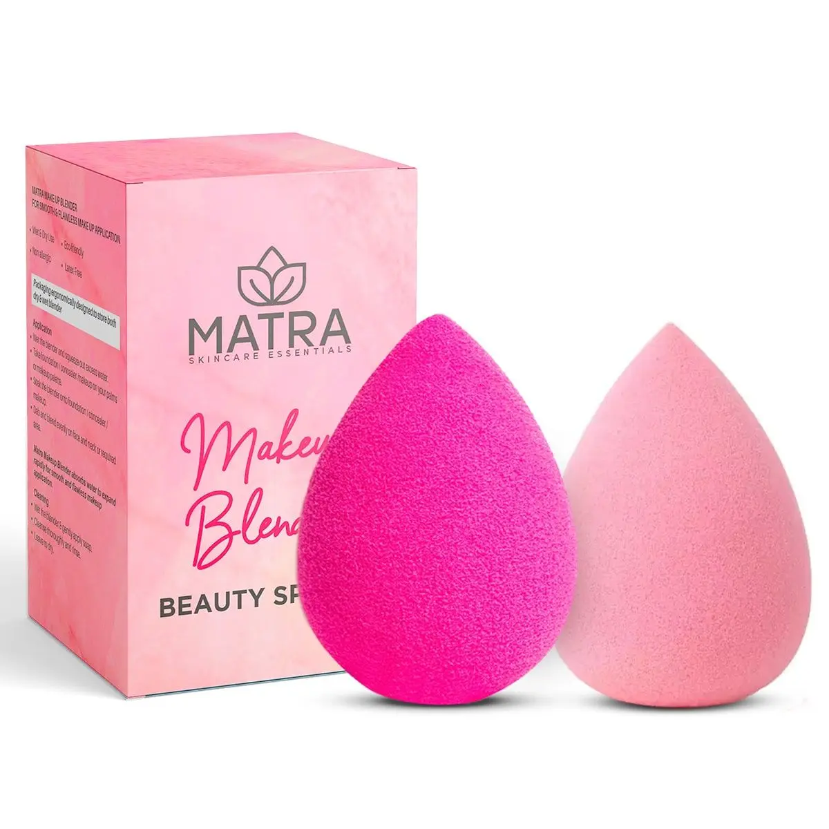 Matra Professional Makeup Blender Beauty Sponge – Foundation Sponge for flawless Make-up - Latex-free Powder Puff (Random Color & Shape) | Pack of 2