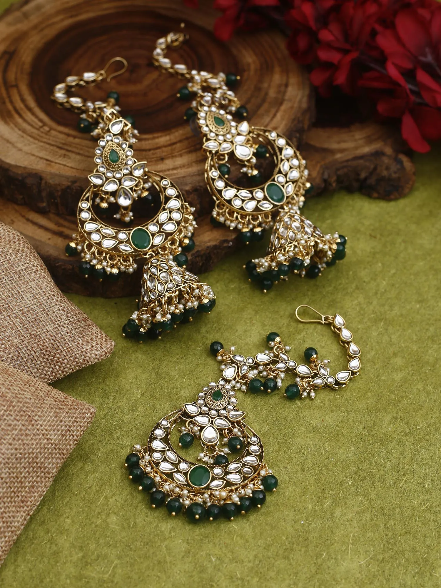 Bling Bag Emerald Atreyi Maang Tikka Set