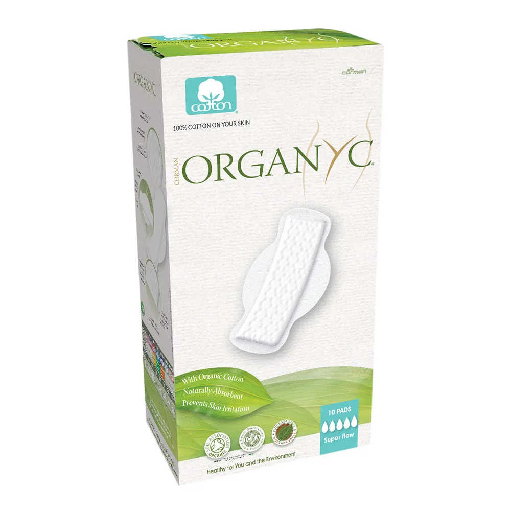 Organyc Super Flow Sanitary Pads - Pack of 10