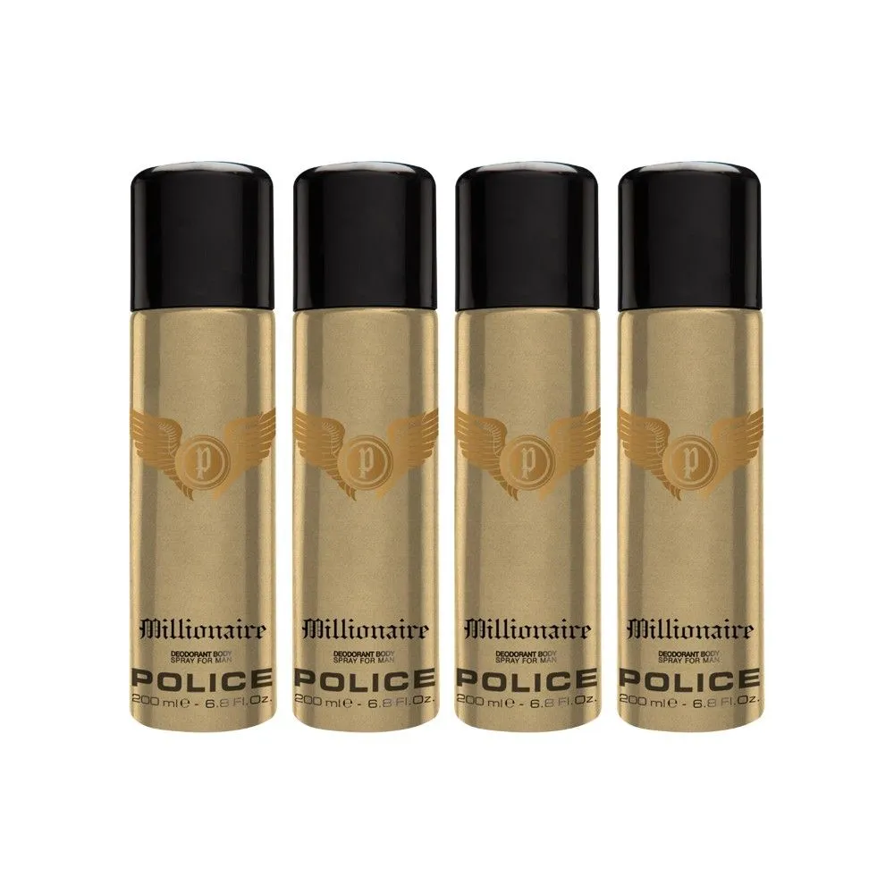 Police Millionaire Homme Deodorant Spray (Pack Of 4)