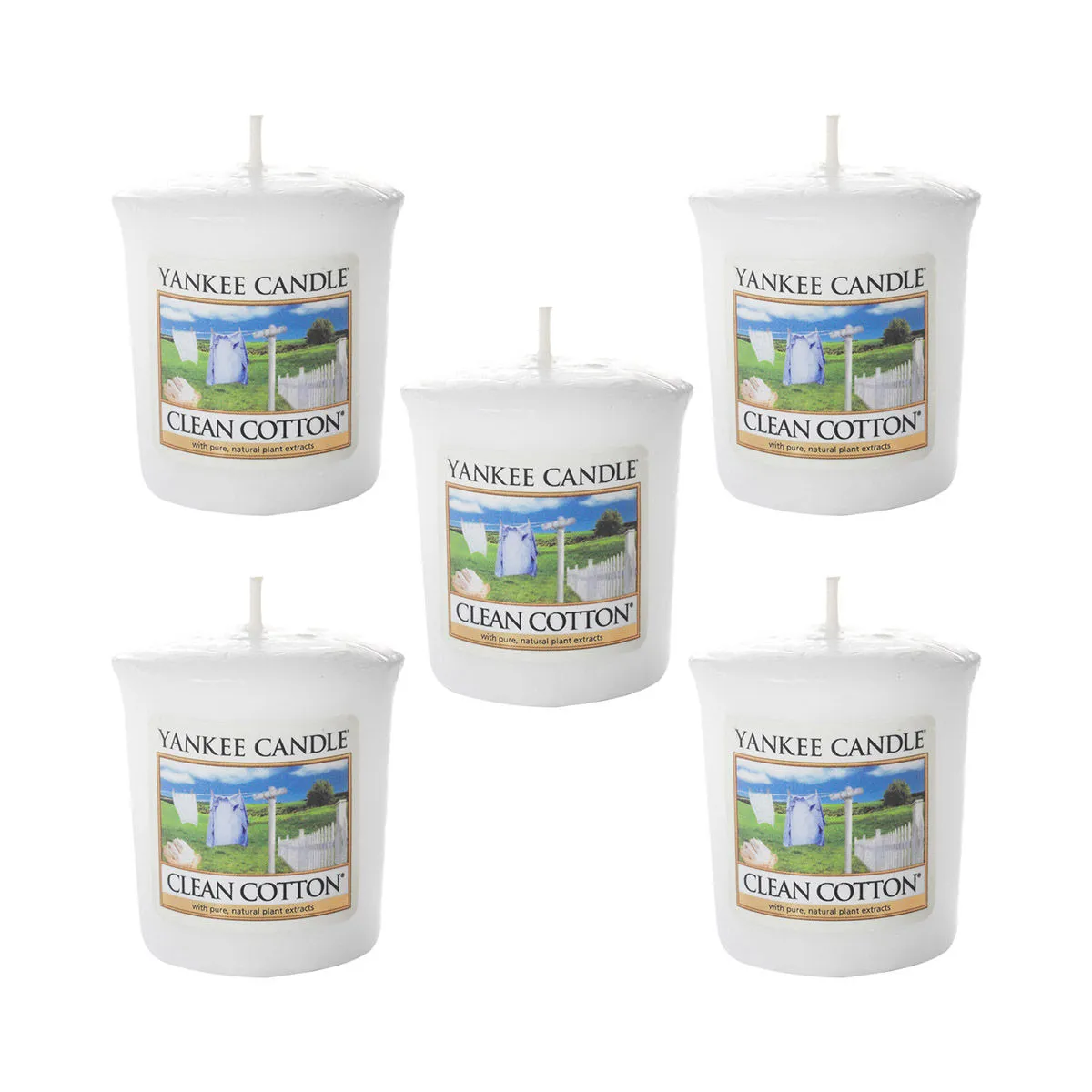 Yankee Candle Classic Votive Clean Cotton Scented Candles - Pack of 5