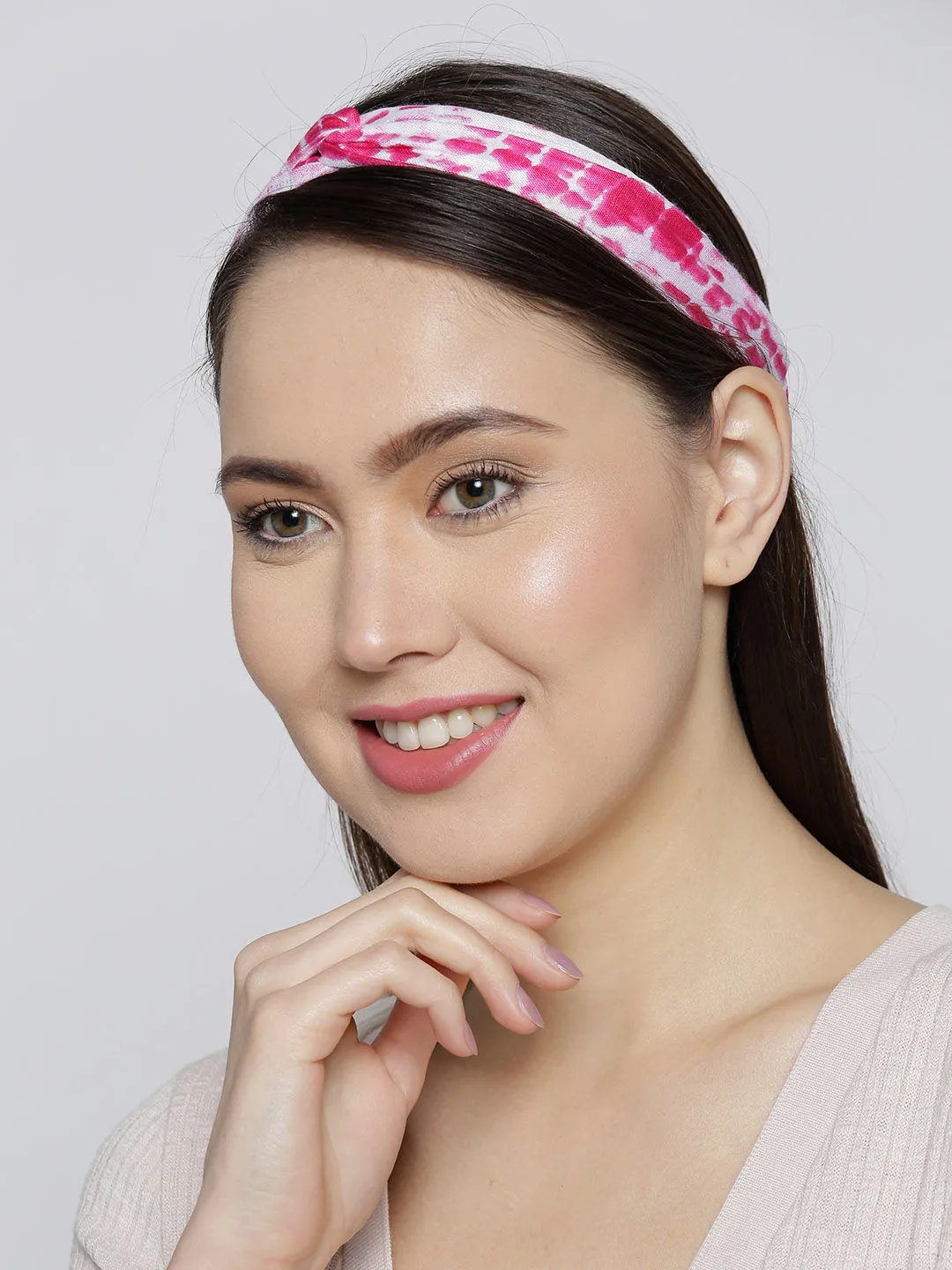 Blueberry Pink Colour Printed Hair Band