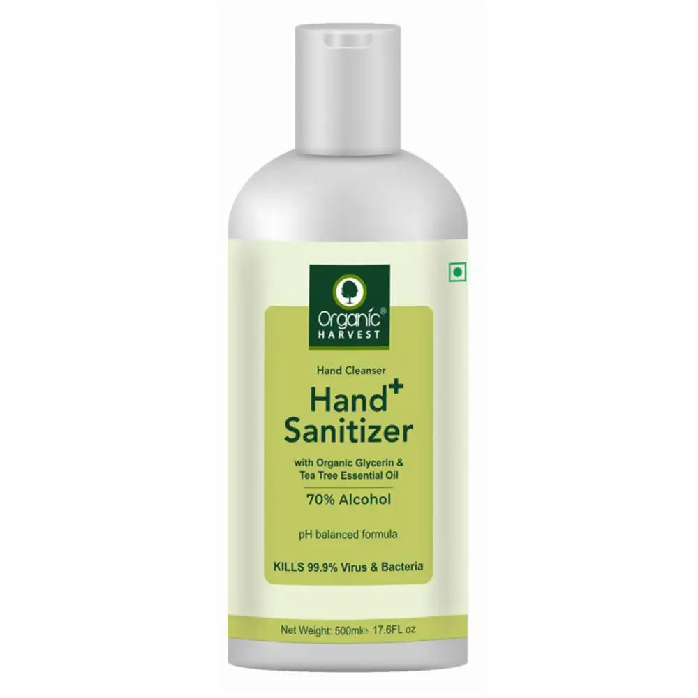 Organic Harvest Hand Cleanser & Sanitizer,  Fragrance Free  500 ml  Kills 99.9% Virus & Bacteria (Pack of 2)