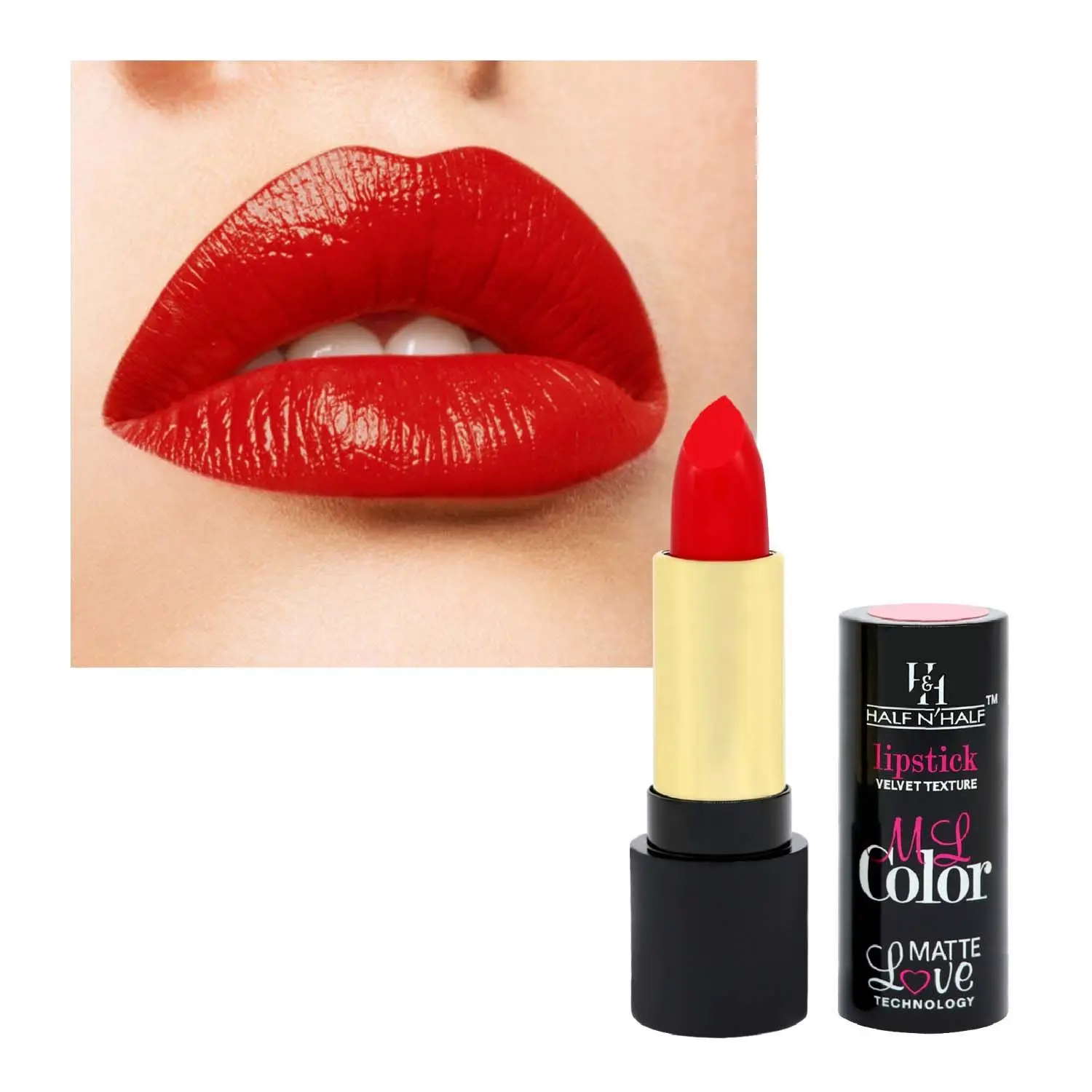 Half N Half Velvet Matte Texture Lipstick My Colour, Sexy-Red (3.8gm)