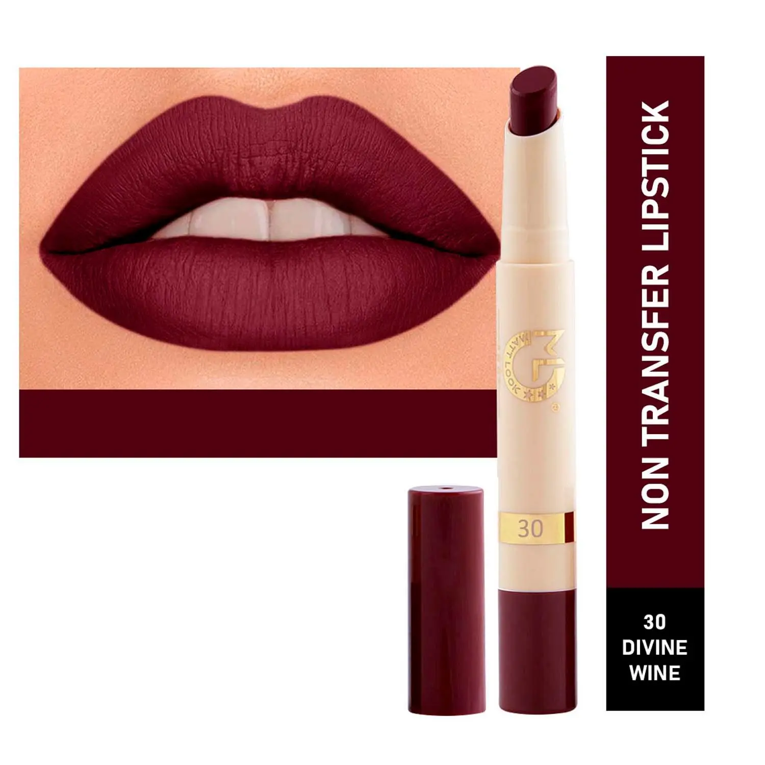 Matt look Velvet Smooth Non-Transfer, Long Lasting & Water Proof Lipstick, Divine Wine (2gm)