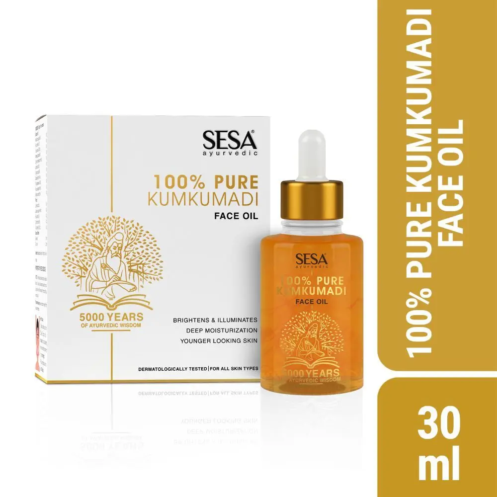 Sesa Kumkumadi Oil 30ml - 100% pure Kumkumadi Tailam - for Radiant & glowing face - Helps reduce dark spots & pigmentation - Skin Lightening - Skin Brightening - Anti Ageing , helps smoothen fine lines & wrinkles