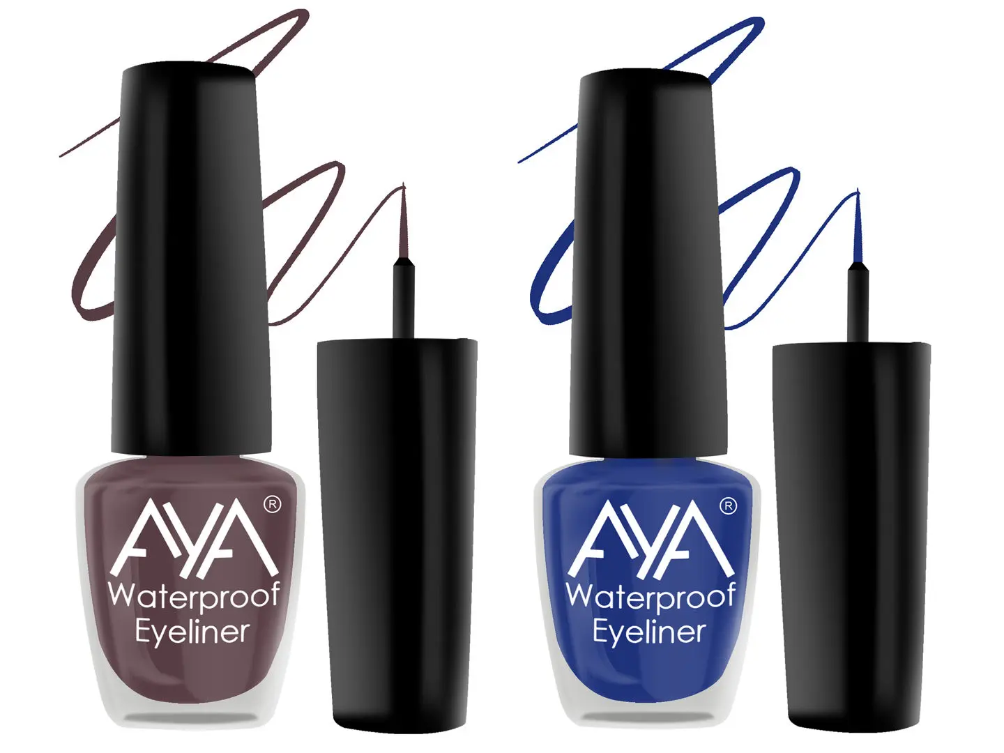 AYA 24 Hrs Long Lasting & Waterproof Eyeliner, Set of 2 Metallic Blue and Matte Brown